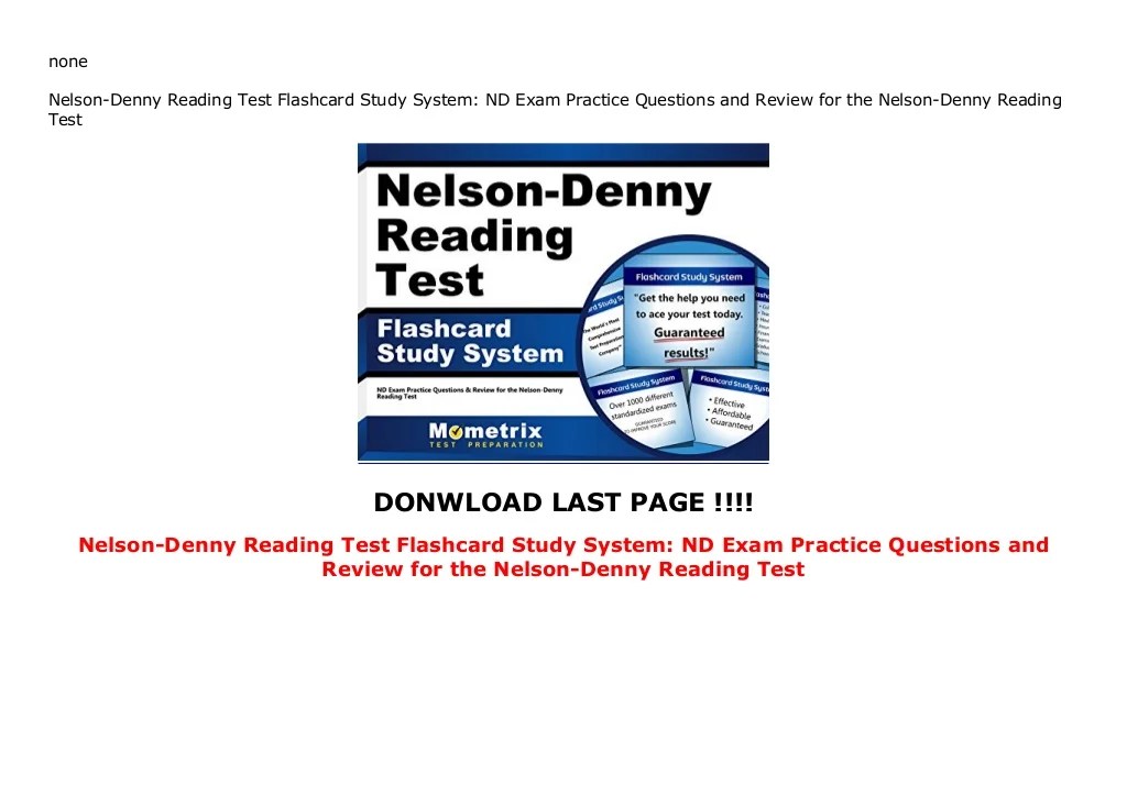 Nelson denny test practice questions