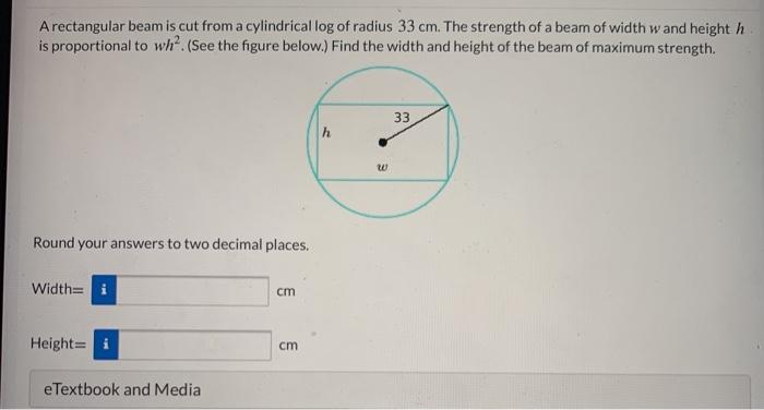 Beam cylindrical rectangular cut show solved transcribed problem text been has strength log