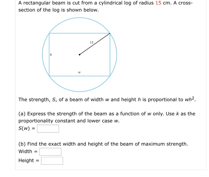 Beam log rectangular cylindrical cut solved strength radius transcribed problem text been show has